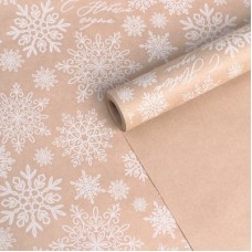 Бумага упаковочная крафтовая "Снежинки", 68 см